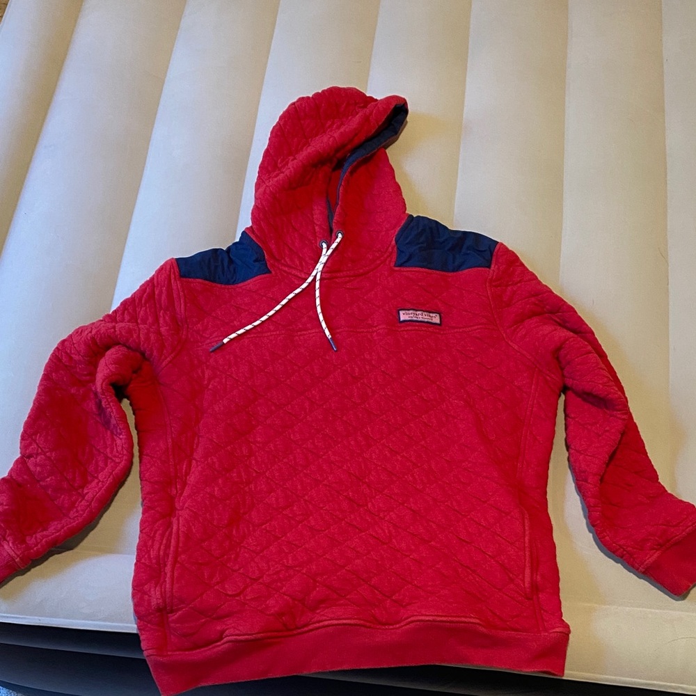 Vineyard Vines Red Quilted Hoodie